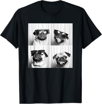 Cute Pug Face Pet Photobooth Cool Pug With Sunglasses T-Shirt