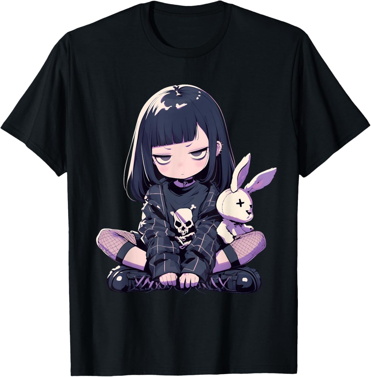 Grunge Goth Bunny Anime Girl Cute E-Girl Gothic Outfit T-Shirt