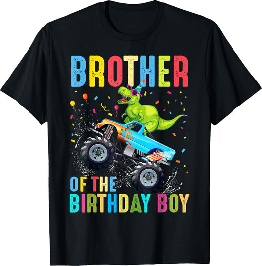 Brother of the Birthday Boy Dinosaur Monster Truck Birthday T-Shirt
