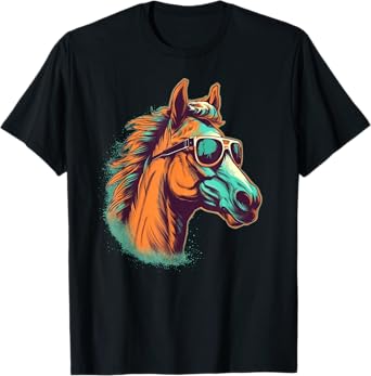 Funny looking Horse Face with Sunglasses T-Shirt