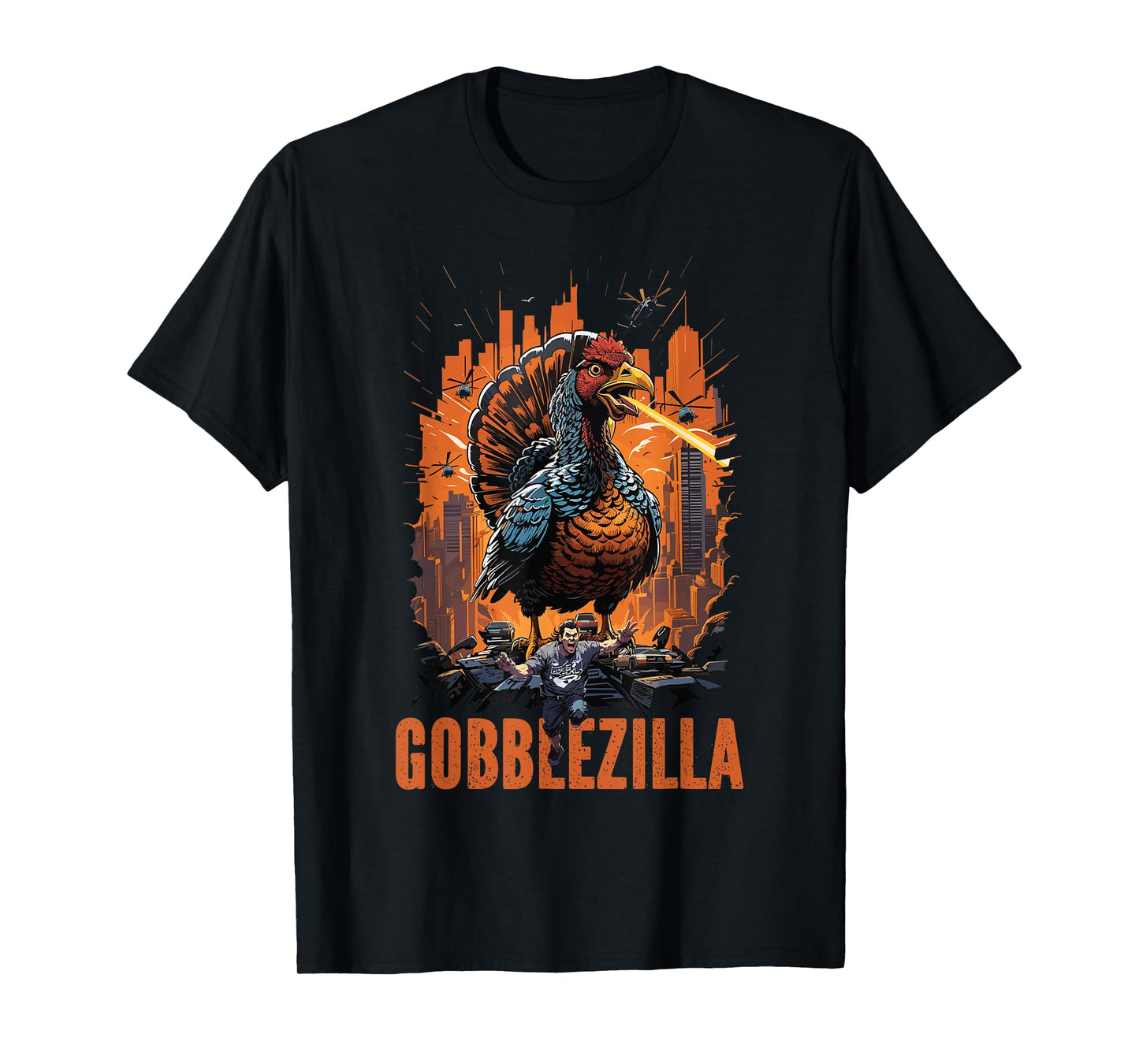 Funny Gobblezilla Angry Turkey Thanksgiving Men Women Teens T-Shirt