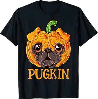 Pugkin Pug Pumpkin Halloween Thanksgiving Men Women Dog T-Shirt