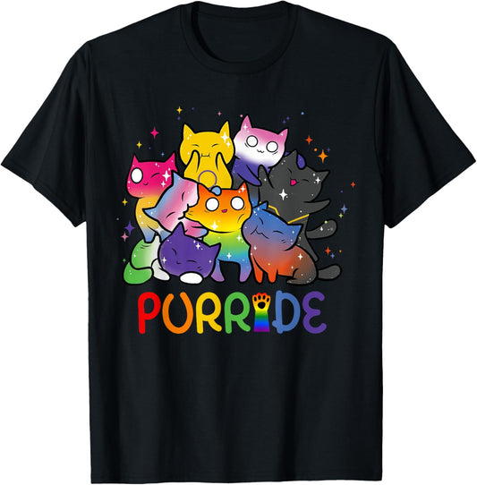 Purride Cat Pride Ally LGBT Rainbow Animal Lovers Women Kids T-Shirt