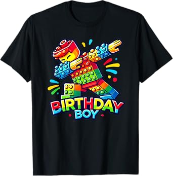 Birthday Boy Dabbing Master Builder Blocks Bricks B Day T-Shirt
