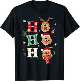 Ho Ho Ho Retrievers Golden Xmas Outfit Christmas Costume T-Shirt