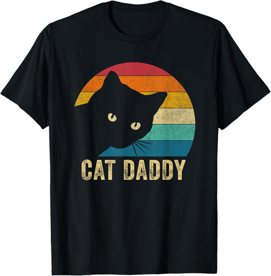 Retro Vintage Cat Daddy Funny Cat Dad Gifts Father's Day T-Shirt