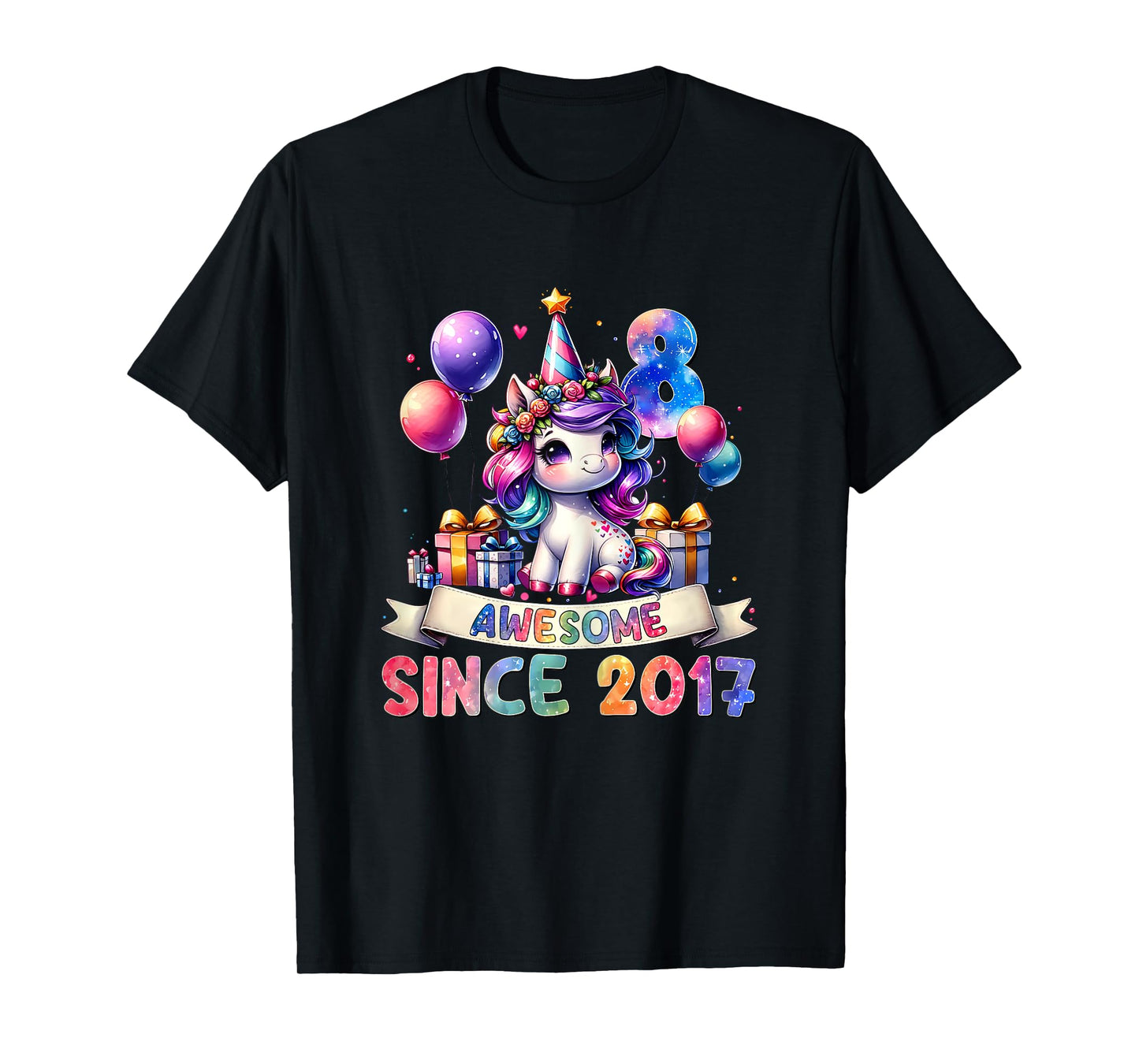 8 Year Old Unicorn Gifts For Girls 8th Birthday Girl Party T-Shirt