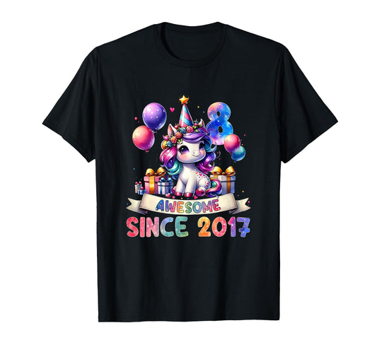 8 Year Old Unicorn Gifts For Girls 8th Birthday Girl Party T-Shirt