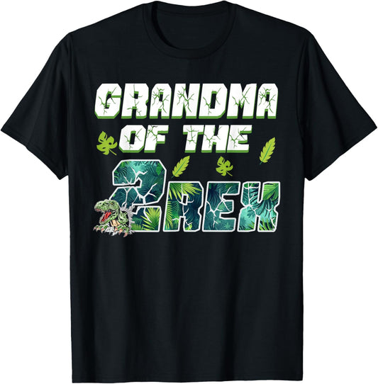 Grandma Of The 2 Rex Dinosaur Birthday 2 Years Old Kids T-Shirt