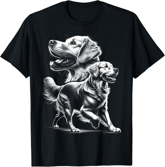 Playful Golden Retriever Dog in Photorealistic Style T-Shirt
