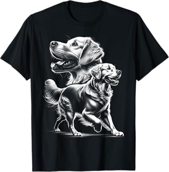 Playful Golden Retriever Dog in Photorealistic Style Men Women Kids T-Shirt