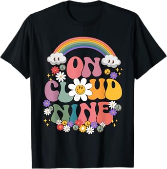 On Cloud NINE BIRTHDAY SHIRT 9th Birthday Girl Funny Retro T-Shirt