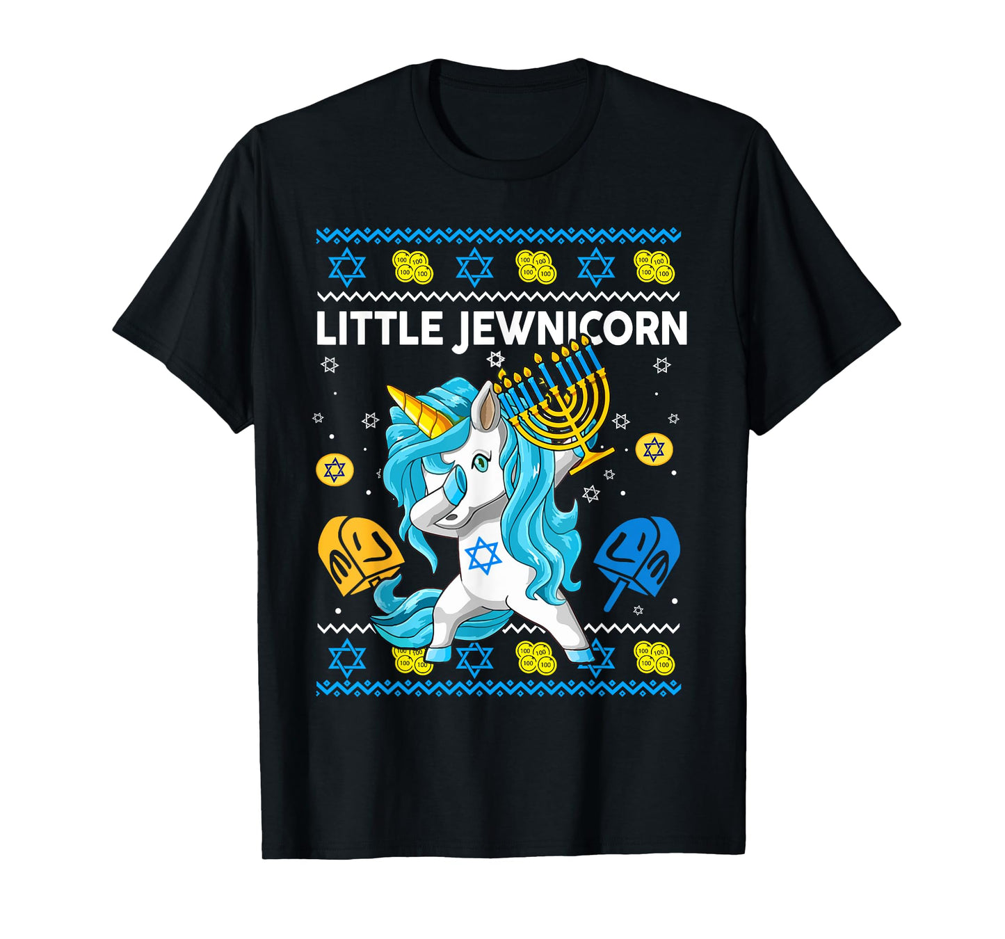 Ugly Hanukkah Sweater Little Jewnicorn Unicorn Toddler Girl T-Shirt