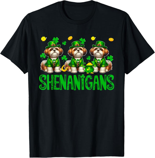 Shenanigan's Irish Three St. Patrick's Day Shih Tzu's Parades T-Shirt