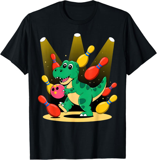 Dinosaur Bowling Lover Bowler Cute Graphic Novelty Design T-Shirt