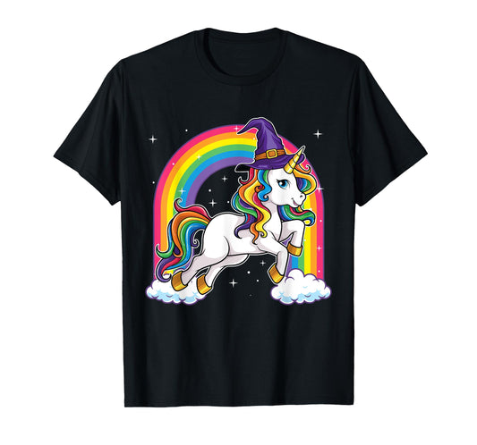 Unicorn Halloween Shirt for Girls Kids Women Witch T-Shirt