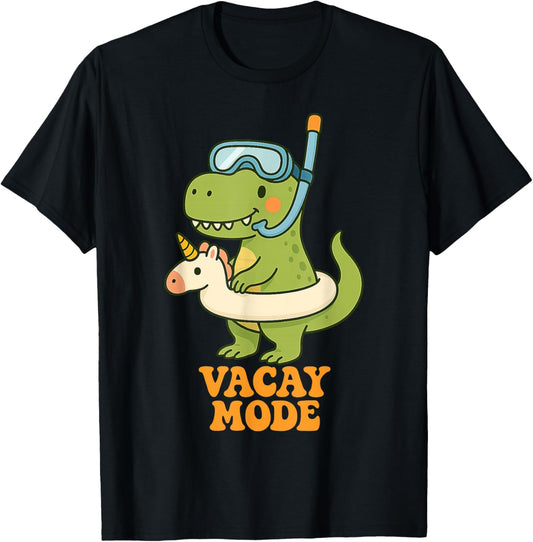 Cute T Rex Dinosaur Vacay Mode Summer Funny Family Holiday T-Shirt