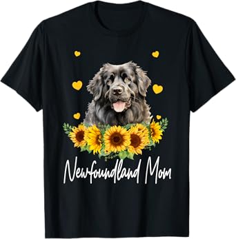 Womens Sunflower Newfoundland Mom Dog Lover T-Shirt