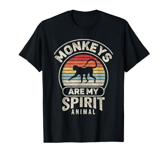 Retro Monkeys Are My Spirit Animal Monkey Lover T-Shirt