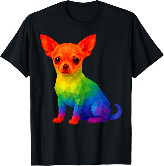 Funny Chihuahua Dog Rainbow Flag Gay Lesbian Pride Ally LGBT T-Shirt