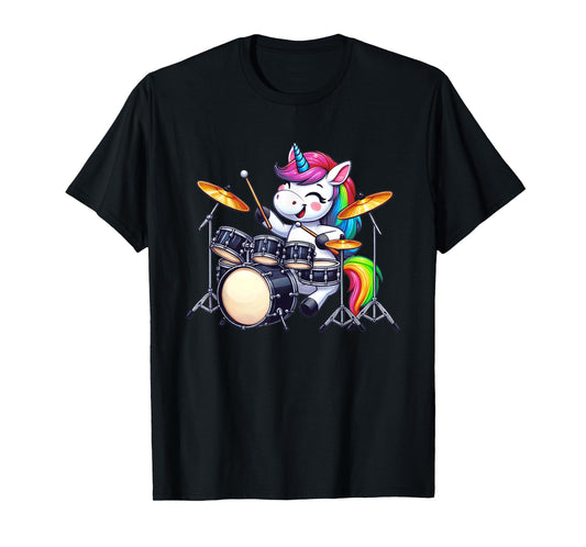 Unicorn Drummer Girls Women Drums Unicorn Drumming T-Shirt