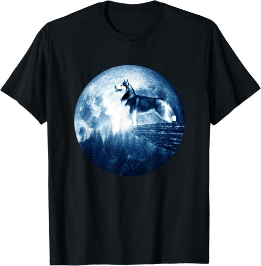 Siberian Husky Dog Moon Dog Mom Dad Women Men Dog Lovers T-Shirt