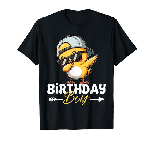 Cute Chicken Birthday Boy Dabbing Chicks Funny Party T-Shirt