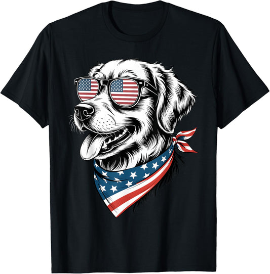 Merica Golden Retriever 4th of July Funny Patriotic USA T-Shirt