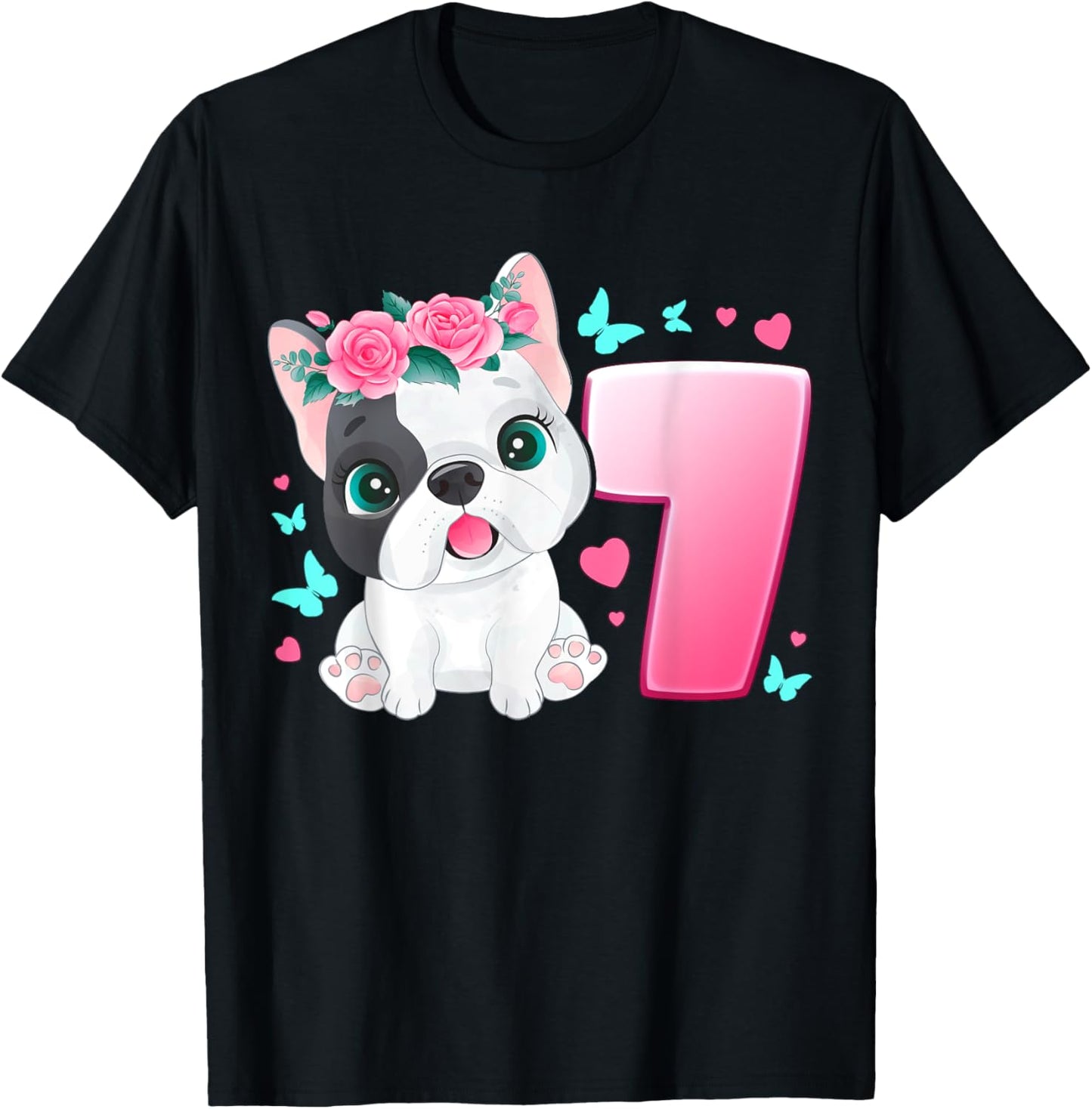 7th Birthday, Girl 7 Year, Dog, Puppy, Number 7 T-Shirt