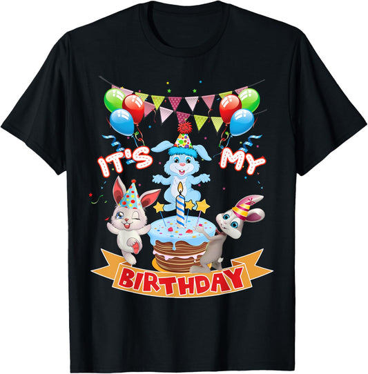 Cute It's My Birthday Bunny Rabbit Party Day Girls and Boys T-Shirt