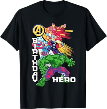 Marvel Super Heroes Avengers Team & Logo Birthday Hero T-Shirt