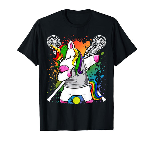Unicorn Head Lacrosse Funny Lax Sports Women Kids Girls T-Shirt