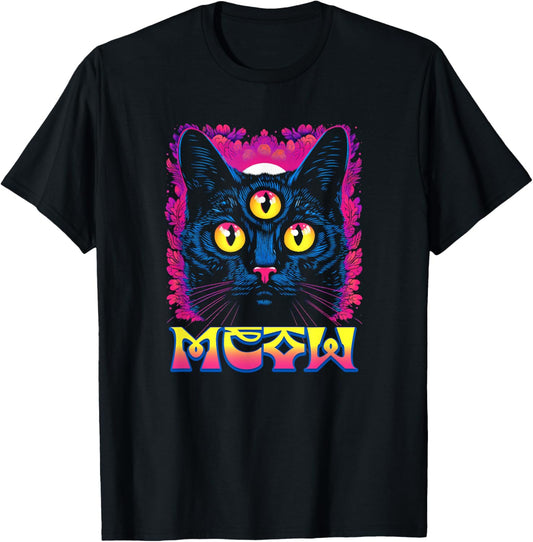 Rainbow Witch Cat With All Seeing 3rd Eye T-Shirt
