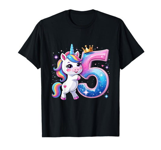Birthday 5 Years Old 5th Birthday Girls Unicorn T-Shirt