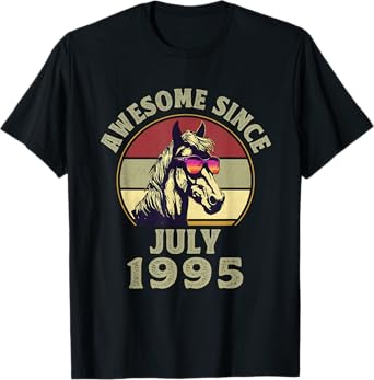 Awesome Since July 1995 27nd Birthday Horse Lovers T-Shirt