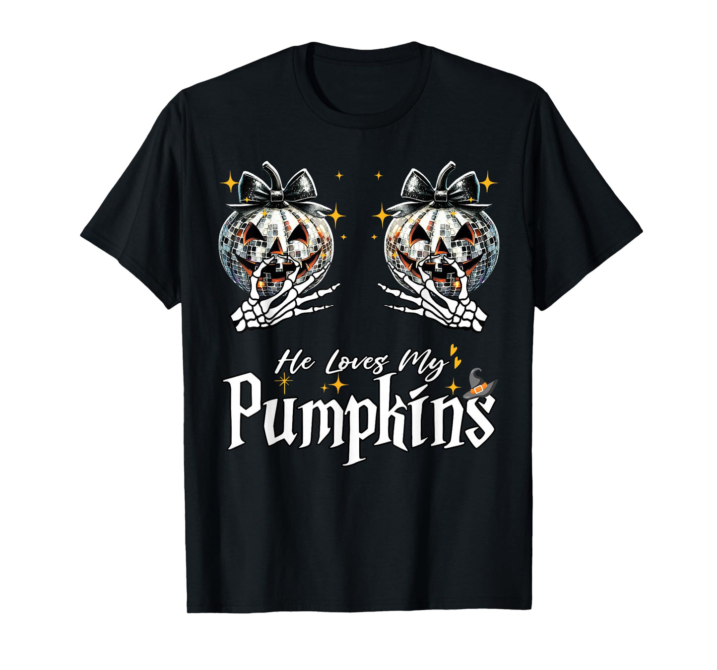 He Loves My Pumpkins I Love His Broomstick Couples Skeleton T-Shirt