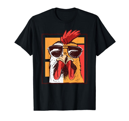Retro Vintage Chicken Cool Rooster Wearing Sunglasses T-Shirt