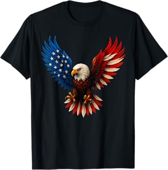 American Flag Bald Eagle Patriotic Eagle 4th of July USA T-Shirt