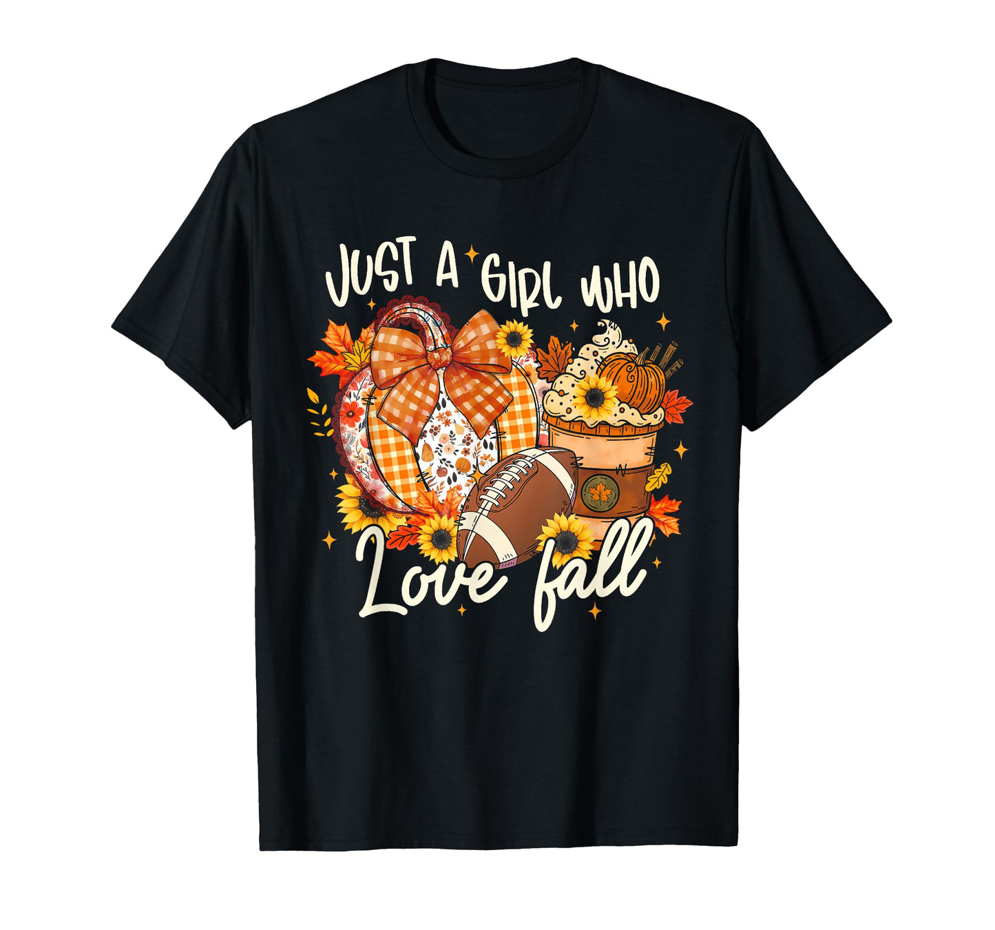 Just A Girl Who Loves Fall Coquette Pumpkin Spice Football T-Shirt