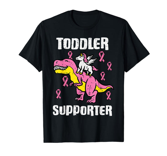 Unicorn Dino Toddler Supporter Breast Cancer Awareness Girl T-Shirt