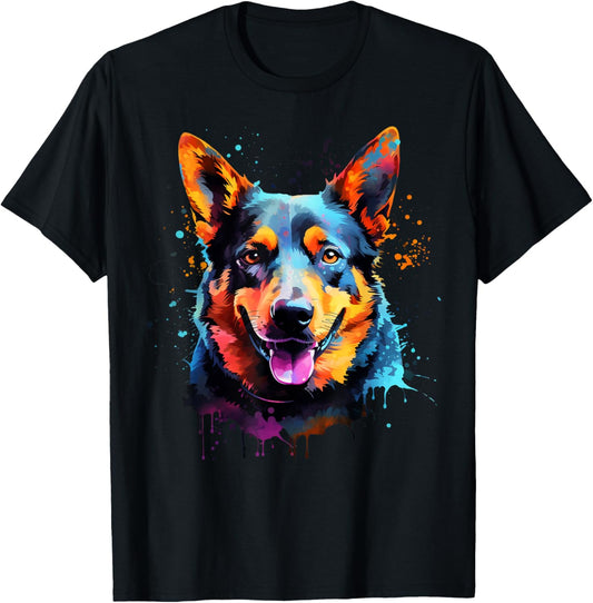 Cute Australian Cattle dog on painted Australian Cattle Dog T-Shirt