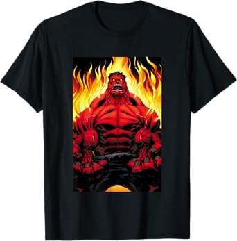 Marvel Universe Classic Red Hulk Extreme Rage On Fire T-Shirt