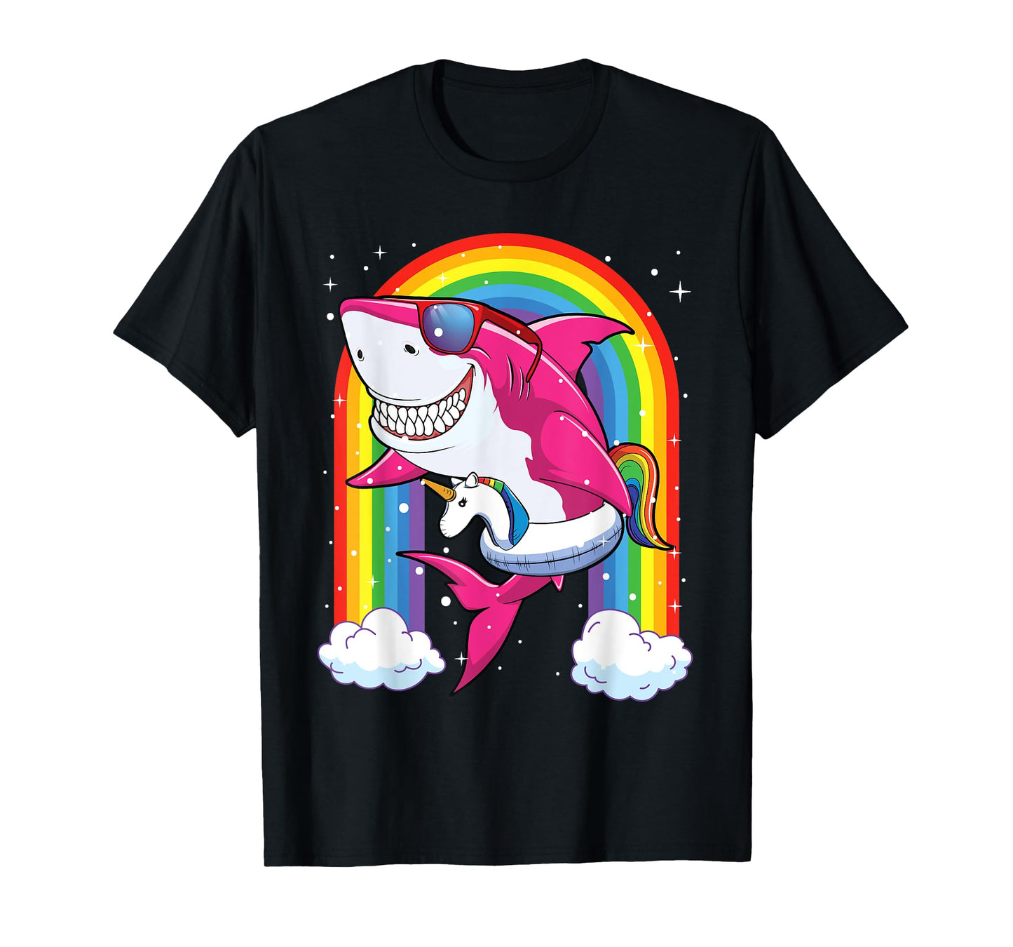 Pink Shark Shirt For Girls Kids Summer Vacation Unicorn T-Shirt