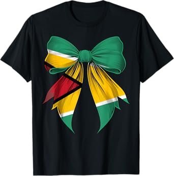 Guyana Flag Guyanese Pride Coquette Ribbon T-Shirt