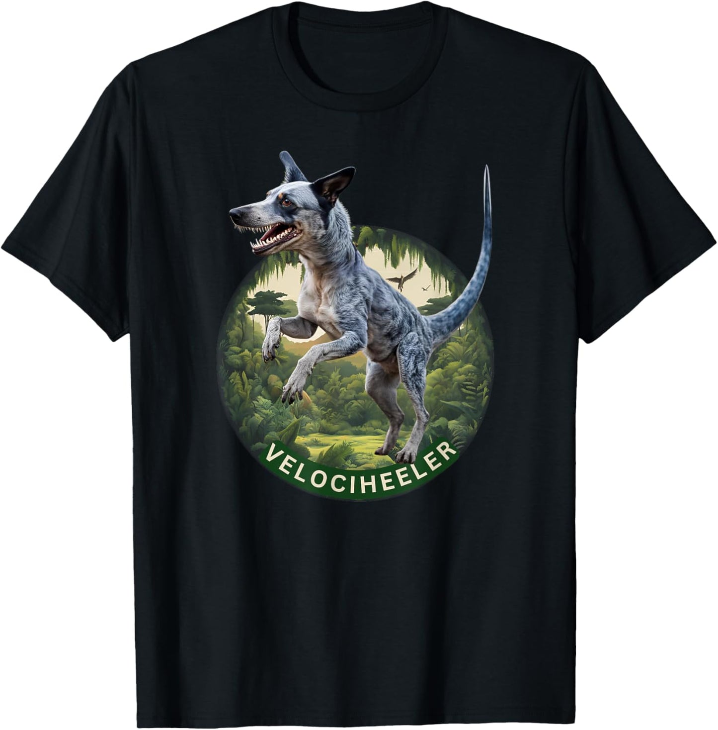 Australian cattle dog velociraptor blue heeler dog dinosaur T-Shirt