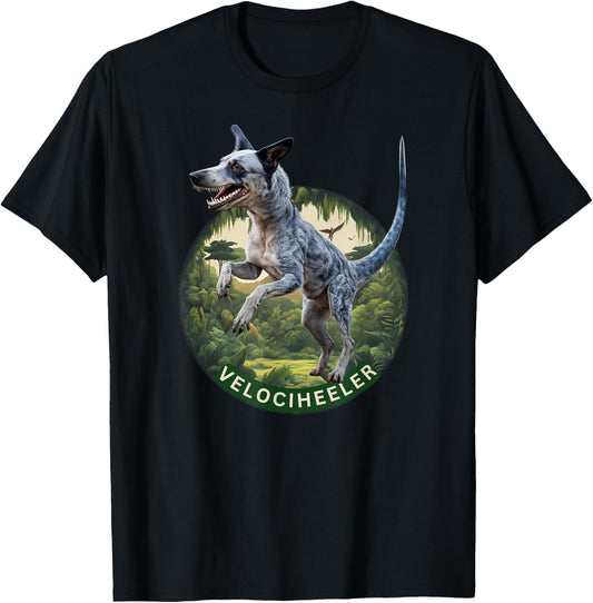Australian cattle dog velociraptor blue heeler dog dinosaur T-Shirt