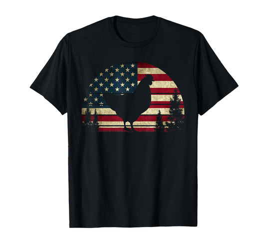 4th Of July Patriotic Chicken American USA Flag Chicken Love T-Shirt