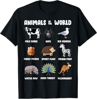 Animals Of The World Gift Tee Funny Rare Animals Memes T-Shirt