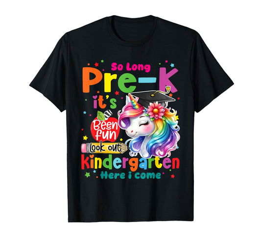So Long Prek Pre-K Graduation Graduate Unicorn Kids Girls T-Shirt