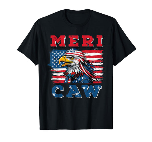 Eagle Meri - Caw 4th of July American Flag USA T-Shirt